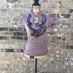 Heartsoul Women’s Light Purple Blouse with Black Ruffled lining Size - M